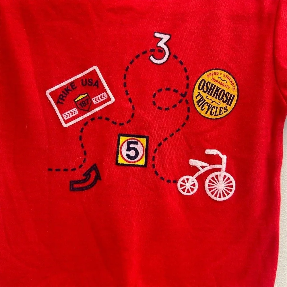 VTG NWT  OshKosh B'gosh Toddler Boys Red Tricycle Graphic T Shirt Sz 3T USA Made - Picture 4 of 5